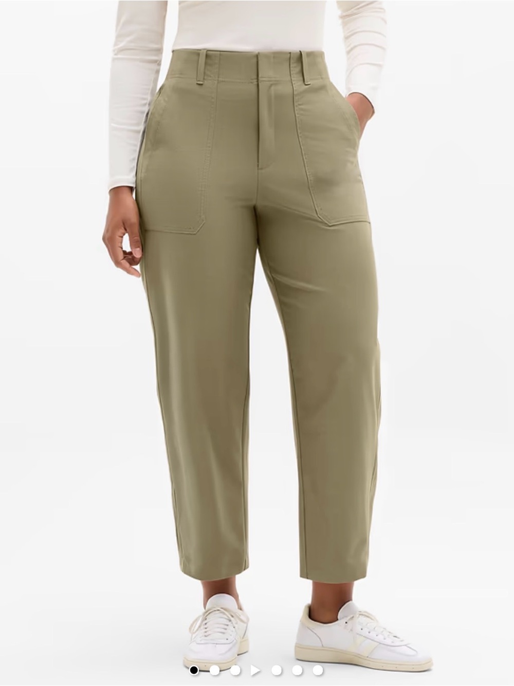 Athleta Skyline High Rise Barrel Leg Pant in Olive Green